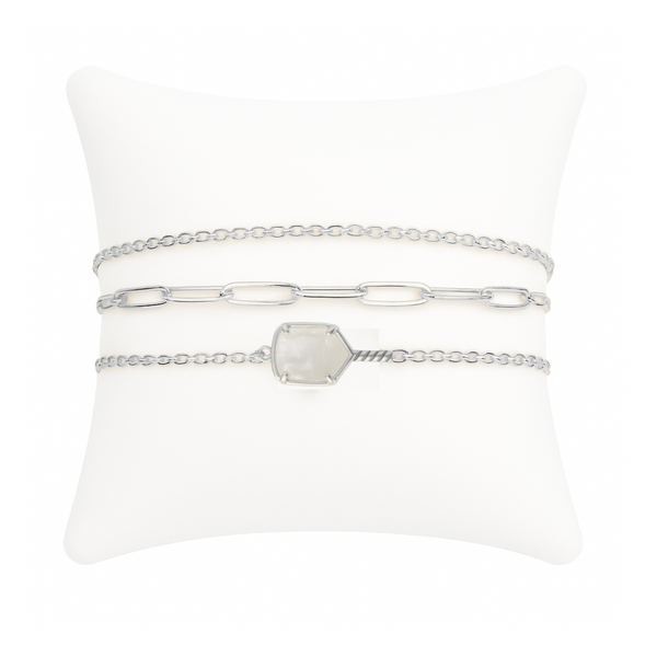 Pickleball Mother of Pearl Multi Strand Chain Bracelet - Pick Color