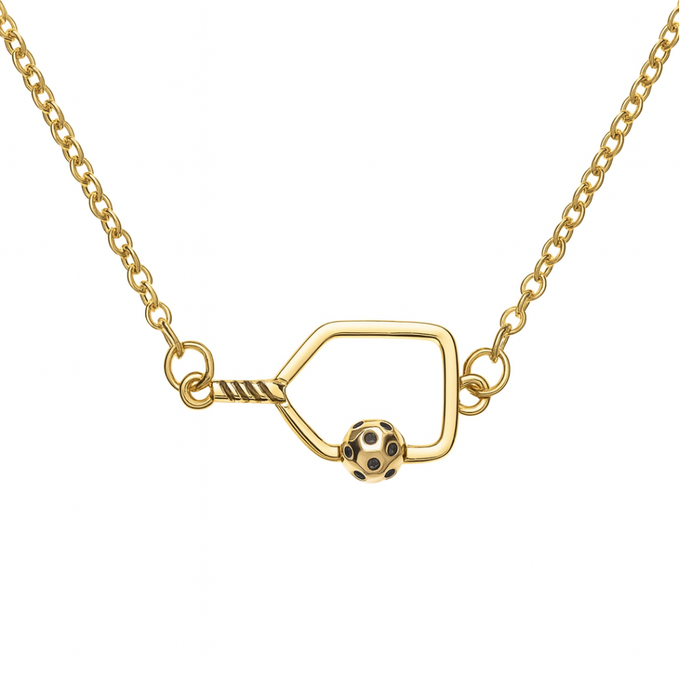 Pickleball Passion Pendant Necklace - Gold