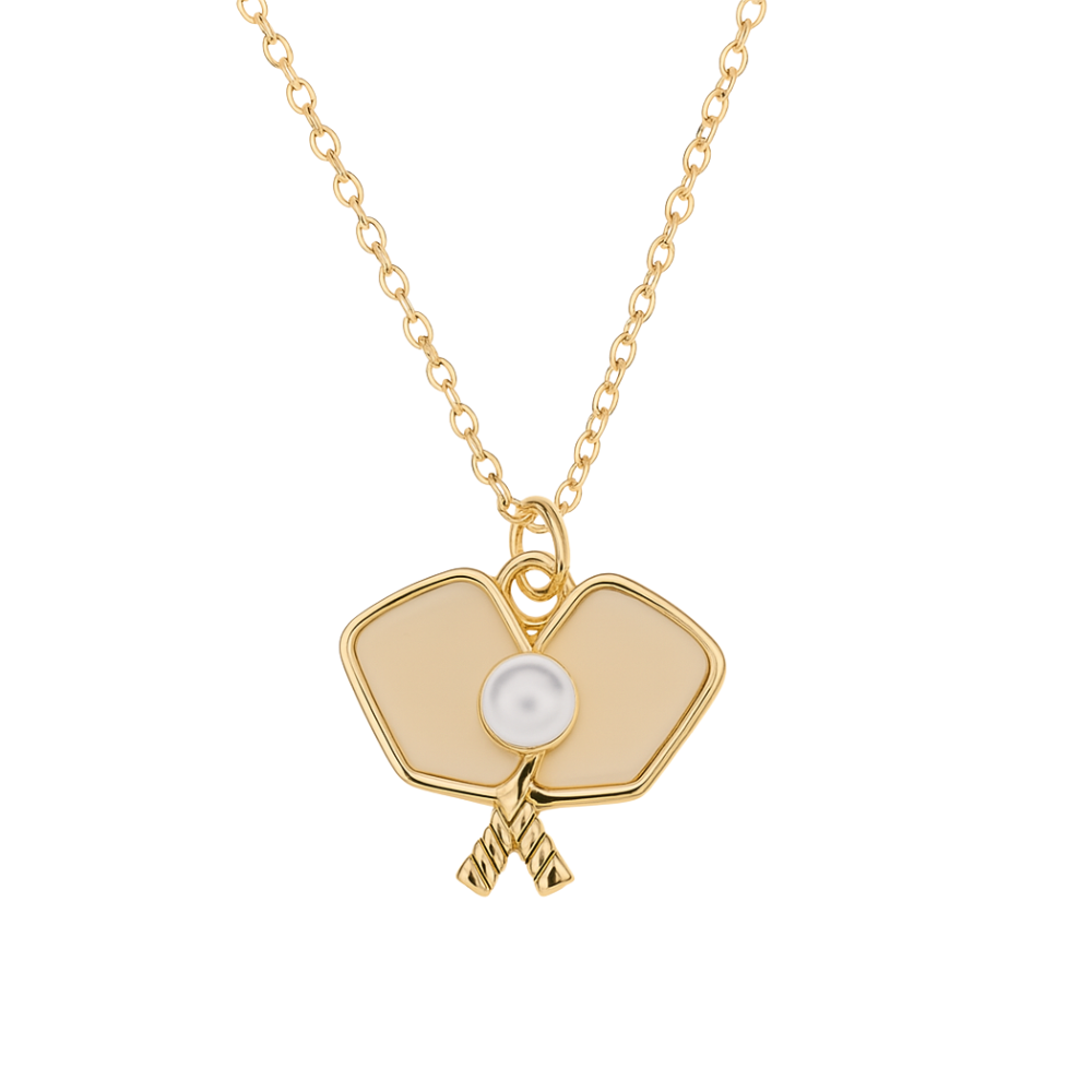 Pickleball Pearl Elegance Necklace - Gold