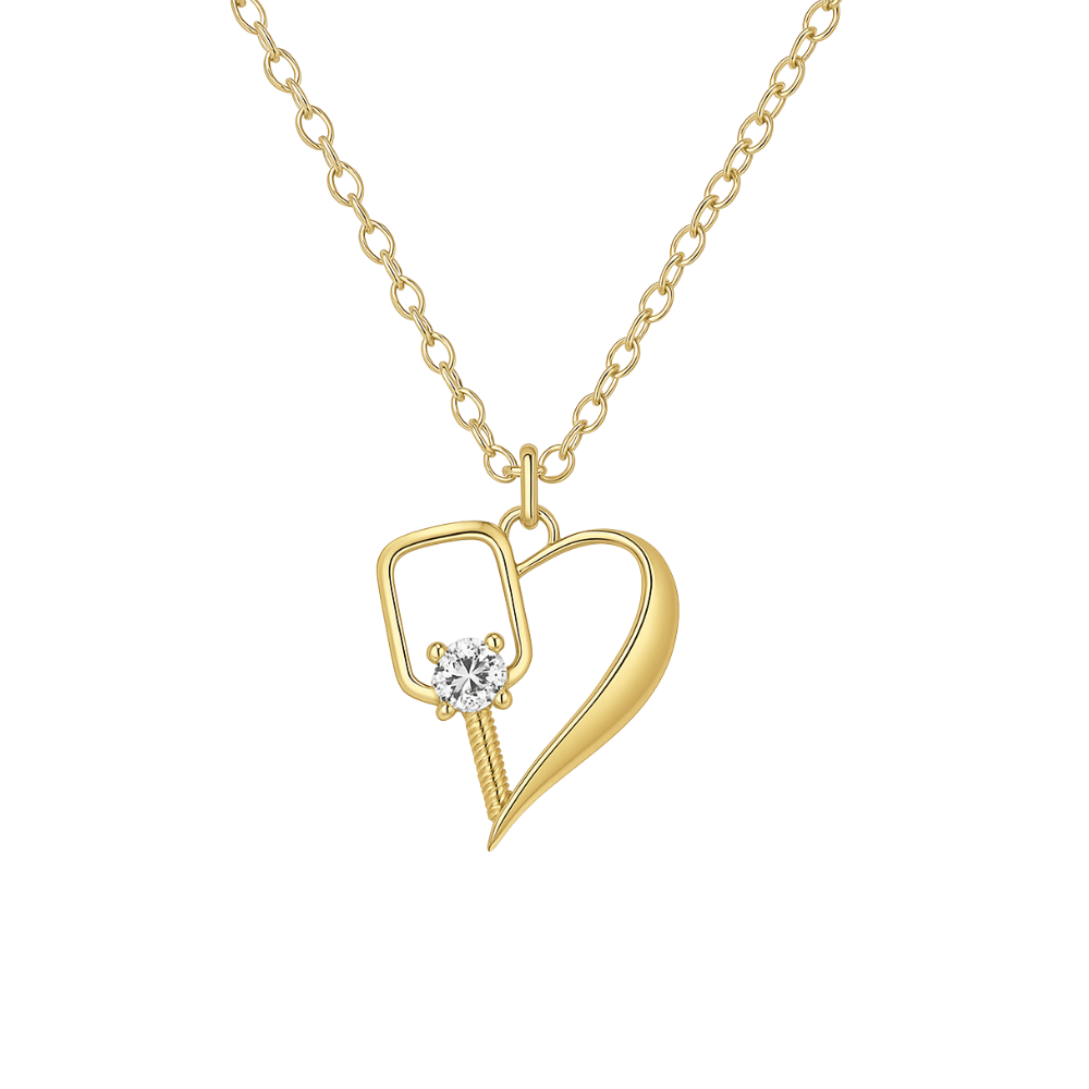 Heart of the Court Pickleball Necklace - Gold