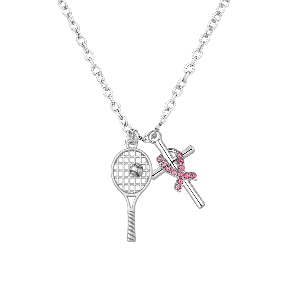 Tennis Breast Cancer Cross Necklace
