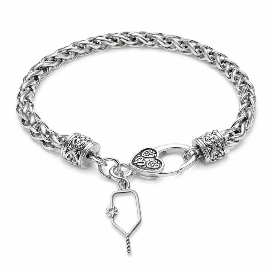 Pickleball Braided Chain Bracelet- Pick Charm