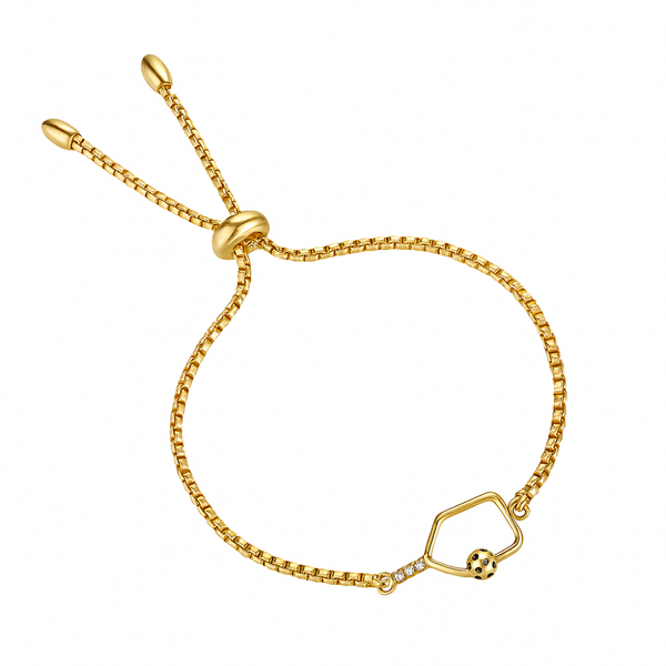 Gold Pickleball Paddle Adjustable Bracelet- Pick Style