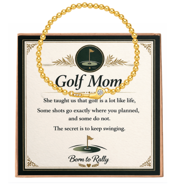 Golf Mom CZ Beaded Bracelet