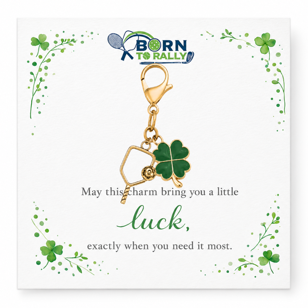 Pickleball Clover Lucky Gold Clip on Charm