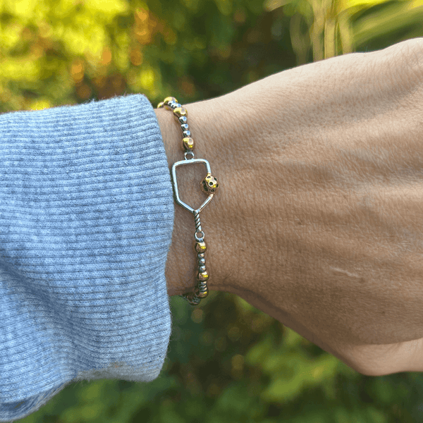 Two Tone Pickleball Beaded Bracelet