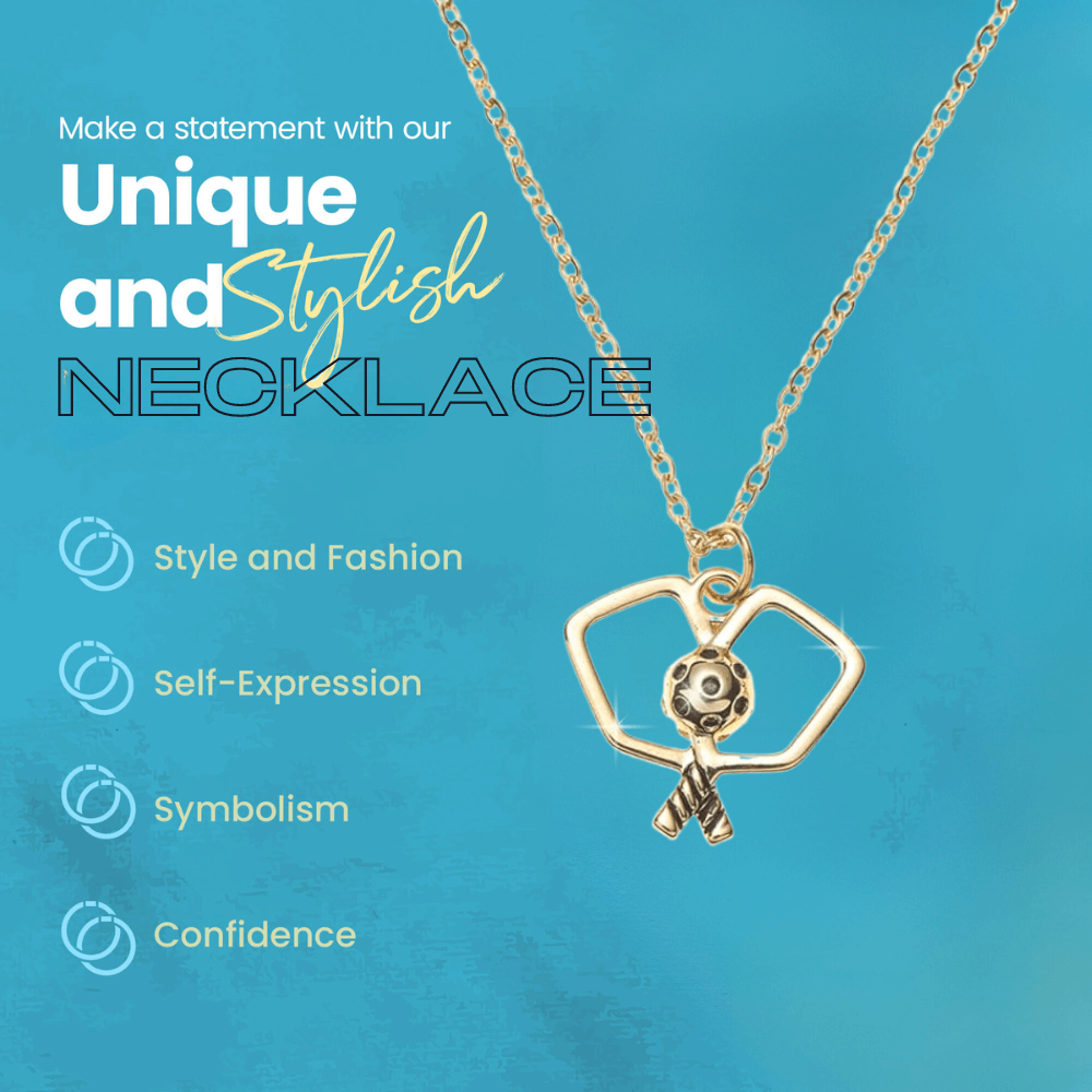 Pickleball Double Paddle Necklace Gold Born to Rally