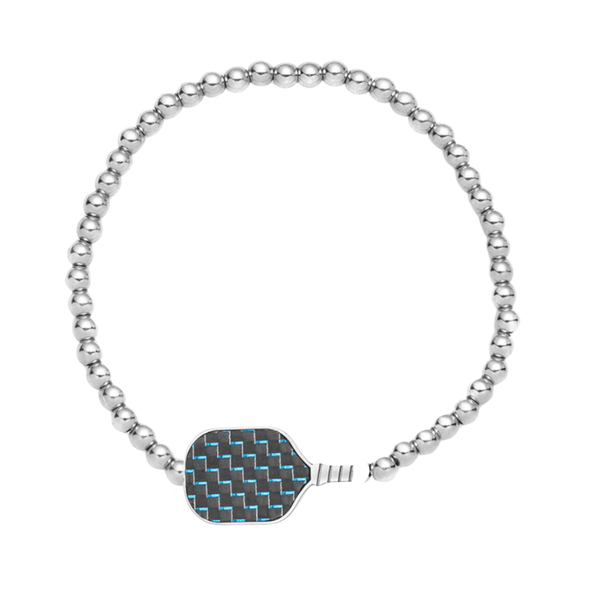 Pickleball Carbon Fiber Beaded Bracelet