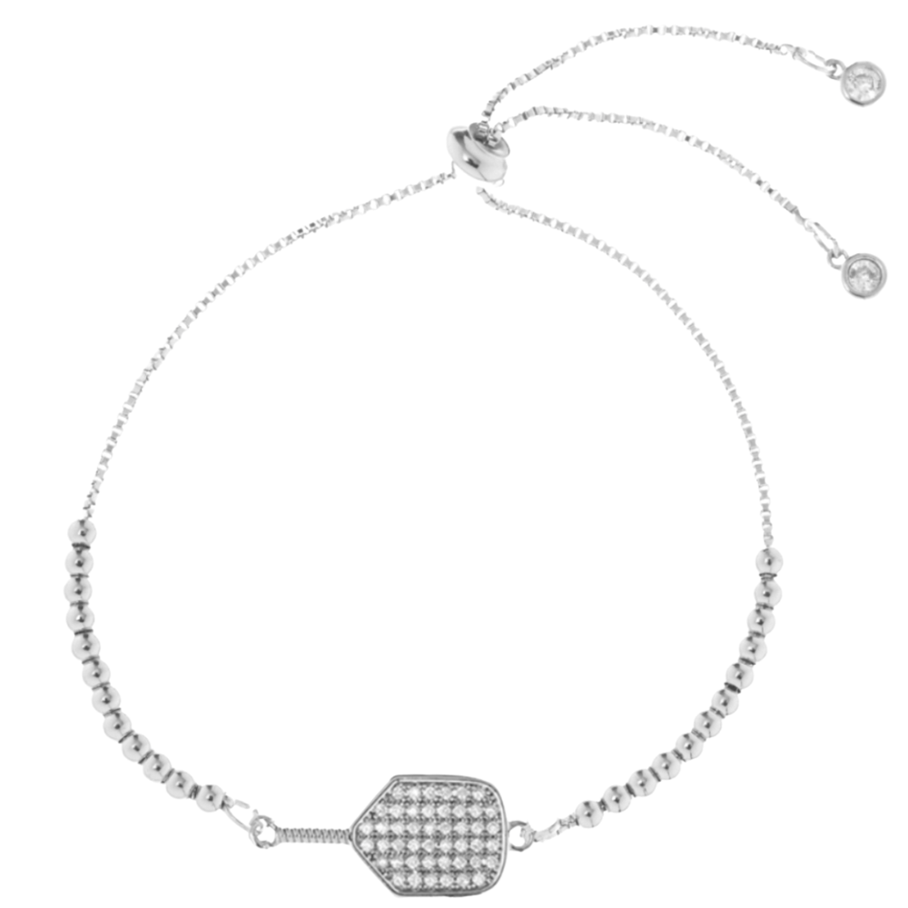 Beaded Pickleball Rhinestone Slider Bracelet - Pick Style
