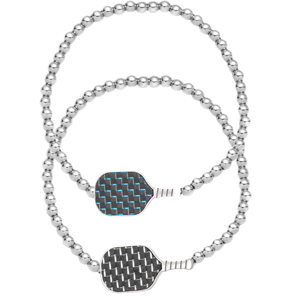 Pickleball Carbon Fiber Beaded Bracelets