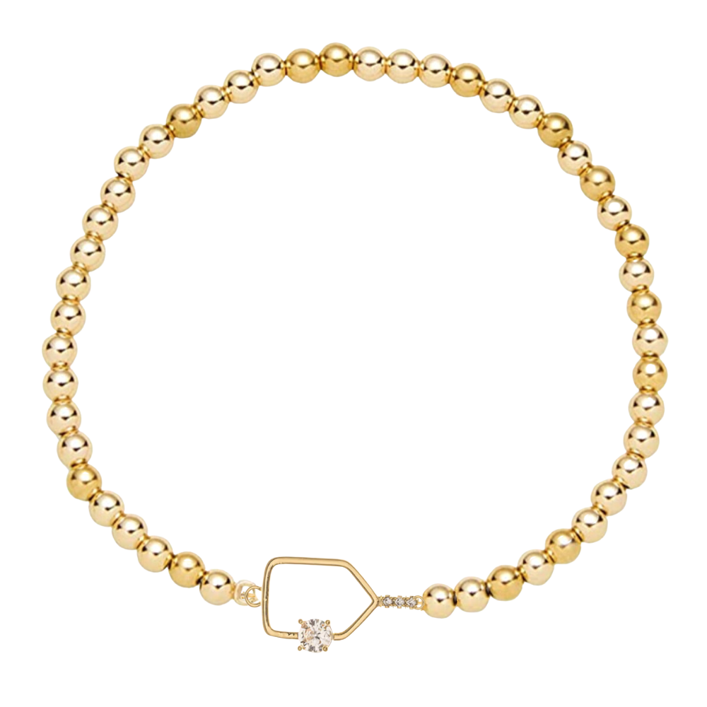 Pickleball Beaded CZ Stretch Bracelet