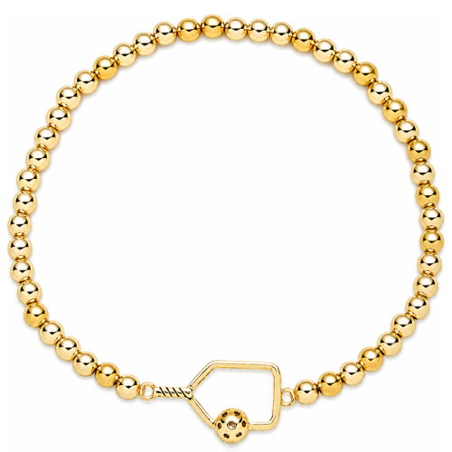 Pickleball Beaded Stretch Bracelet -Gold