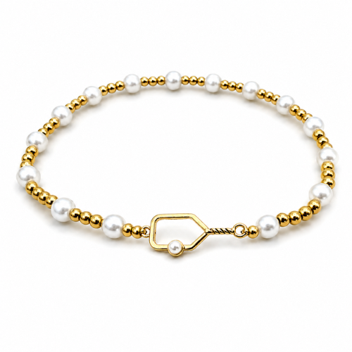 Two Tone Pickleball Pearl Beaded Bracelet