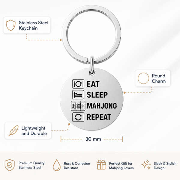 Eat Sleep Mahjong Repeat Keychain