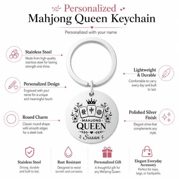 Personalized Mahjong Queen Keychain