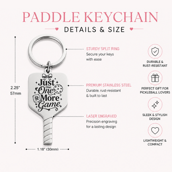 Mahjong Pickleball One More Game Keychain