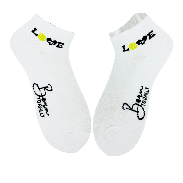 Womens Pickleball Love Ankle Socks - White