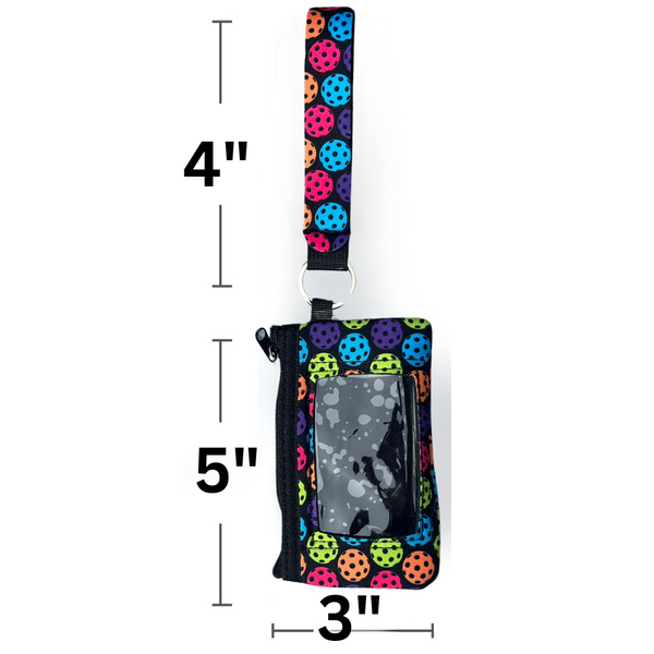 Pickleball Ball Credit Card Holder Zipper Wristlet