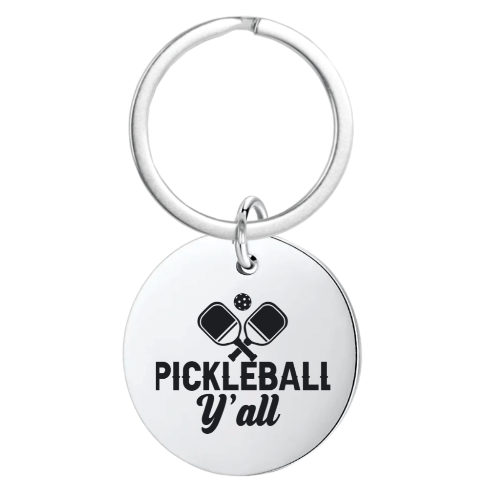 Pickleball Y'all Round Keychain
