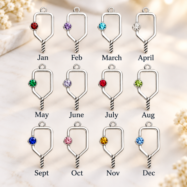 Pickleball Birthstone Charm Necklace