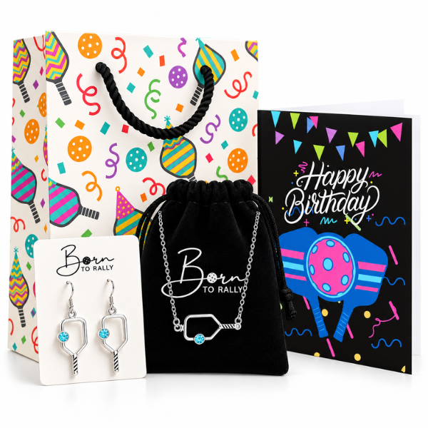 Pickleball Birthstone Connector Necklace and Earrings Gift Set