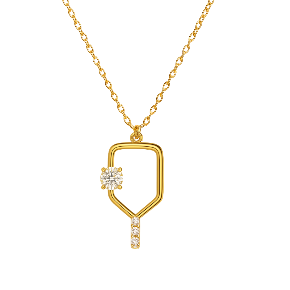 Gold Serve and Sparkle Pickleball Necklace