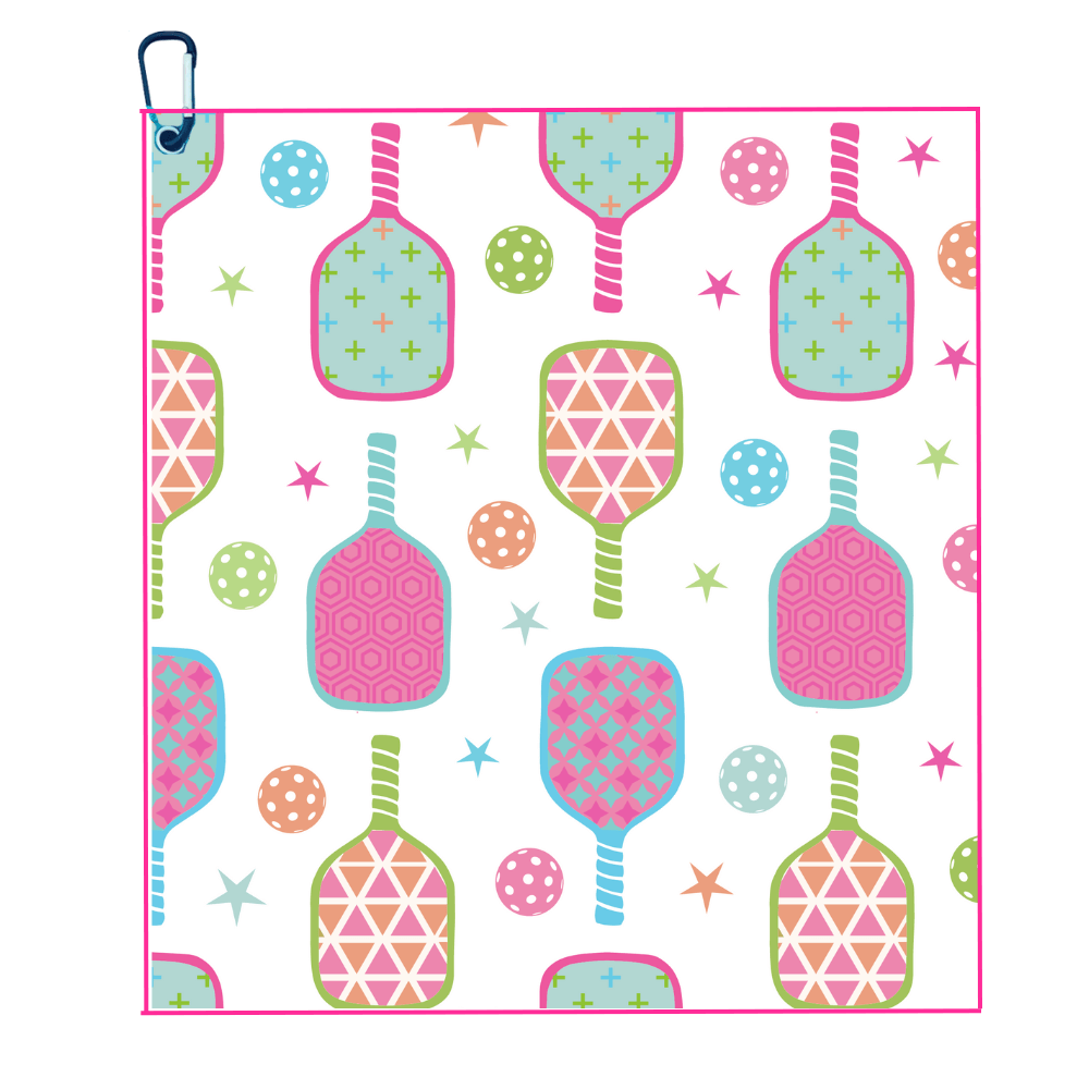 Pickleball Towel - Paddle and Stars Microfiber & Cotton Towel