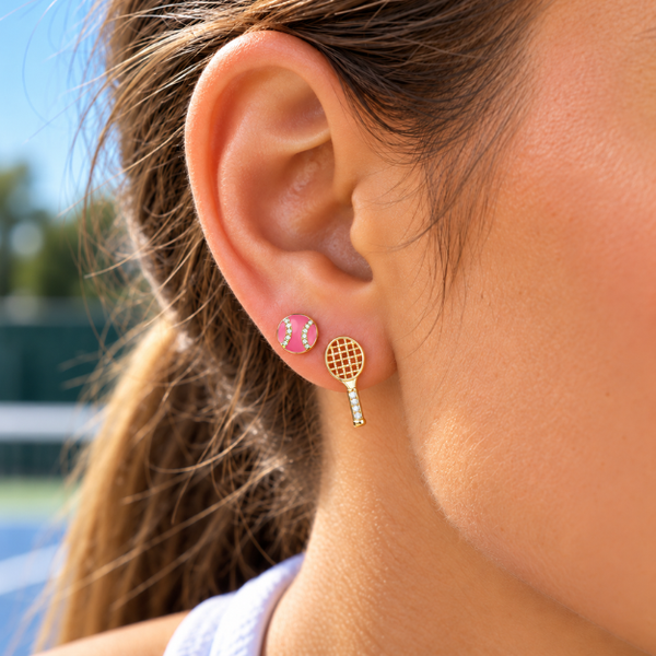 Pink Tennis CZ Earring 2pc Set