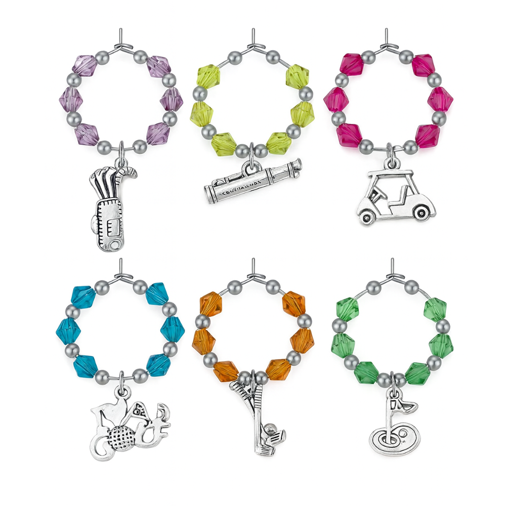 Golf Wine Charms- 6pc Set