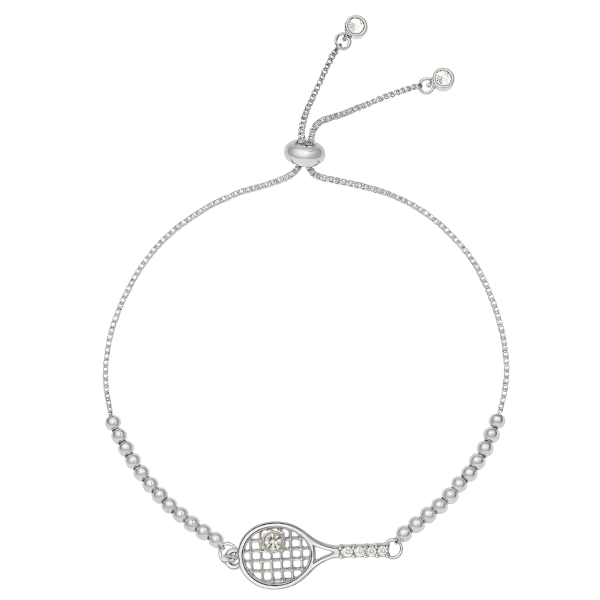 Tennis Racket Beaded Slider Bracelet