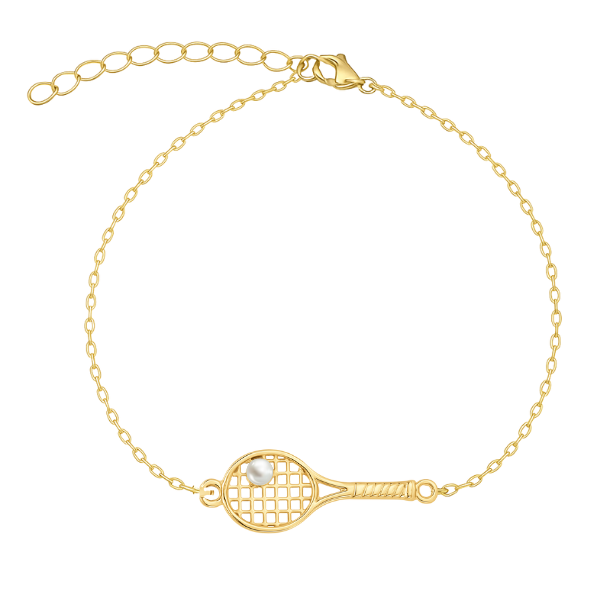Gold Tennis Racket Chain Bracelet