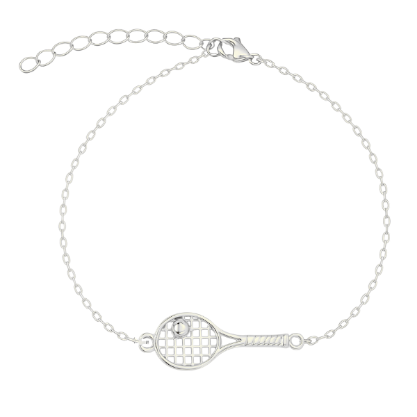 Silver Tennis Racket Adjustable Bracelet