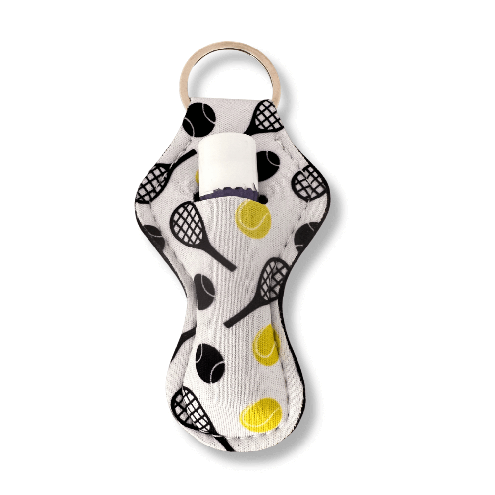 Tennis Chapstick Holder Keychain Born to Rally