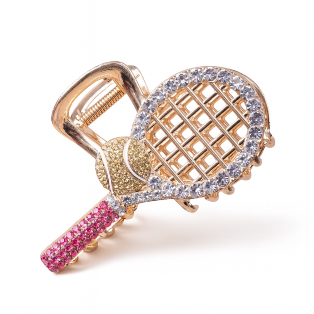 Tennis Racket Crystal Hair Claw Clip