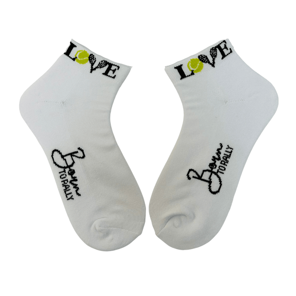 White Tennis Love Ankle Socks
