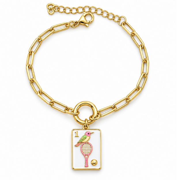 Tennis Mahjong Paperclip Bracelet