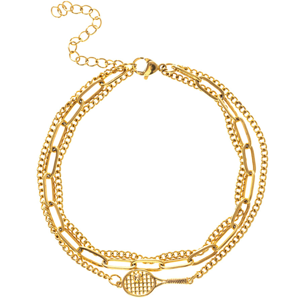 Tennis Gold Paper Clip Layered Bracelet