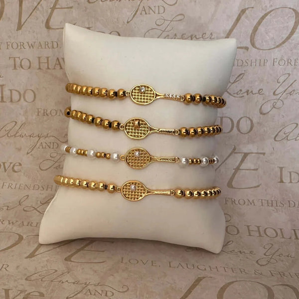 Tennis beaded gold bracelets