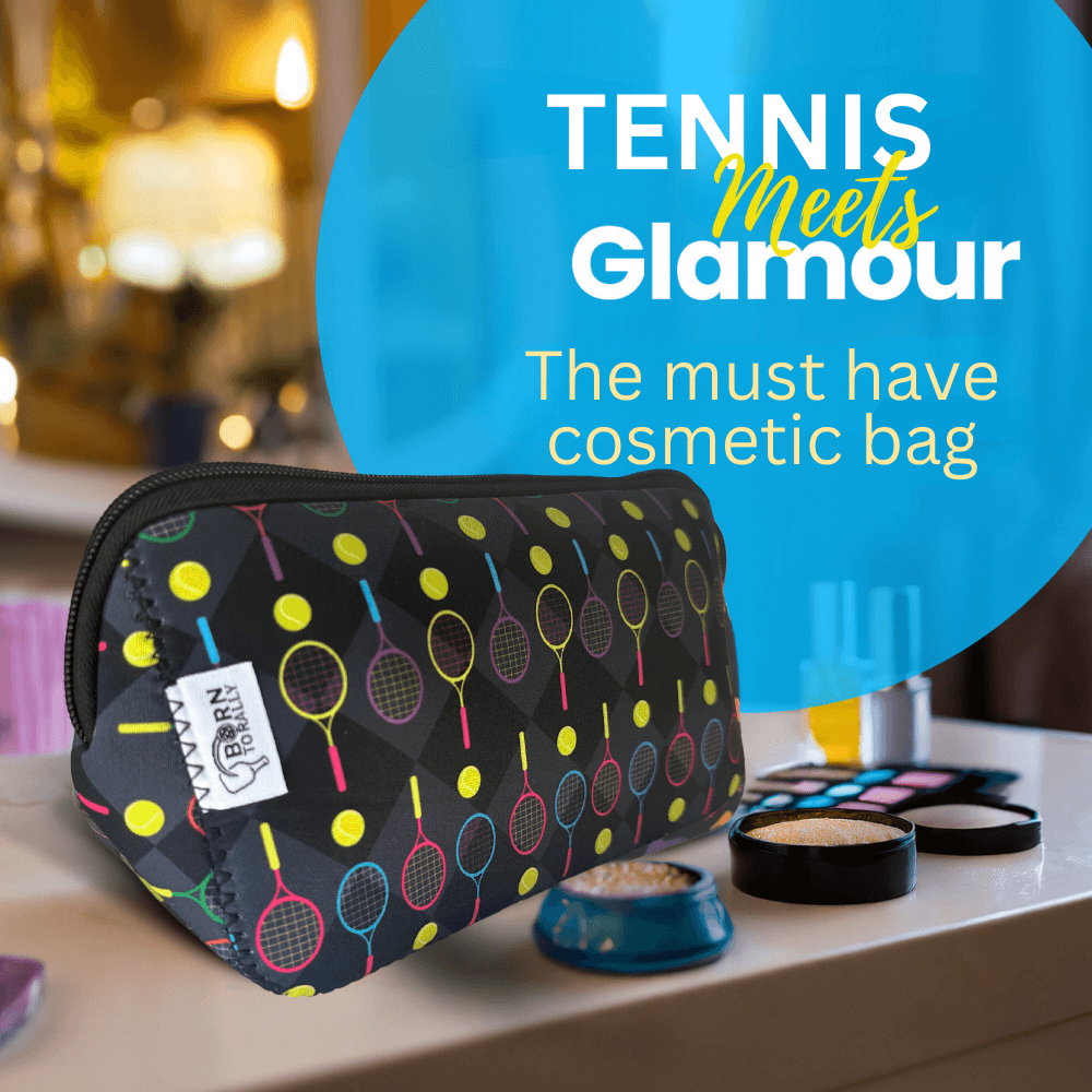Tennis Racket Cosmetic Bag Born to Rally