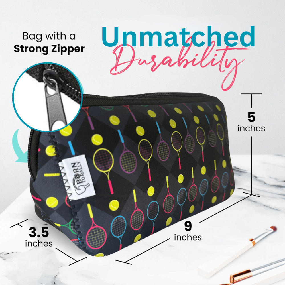 Tennis Racket Cosmetic Bag Born to Rally