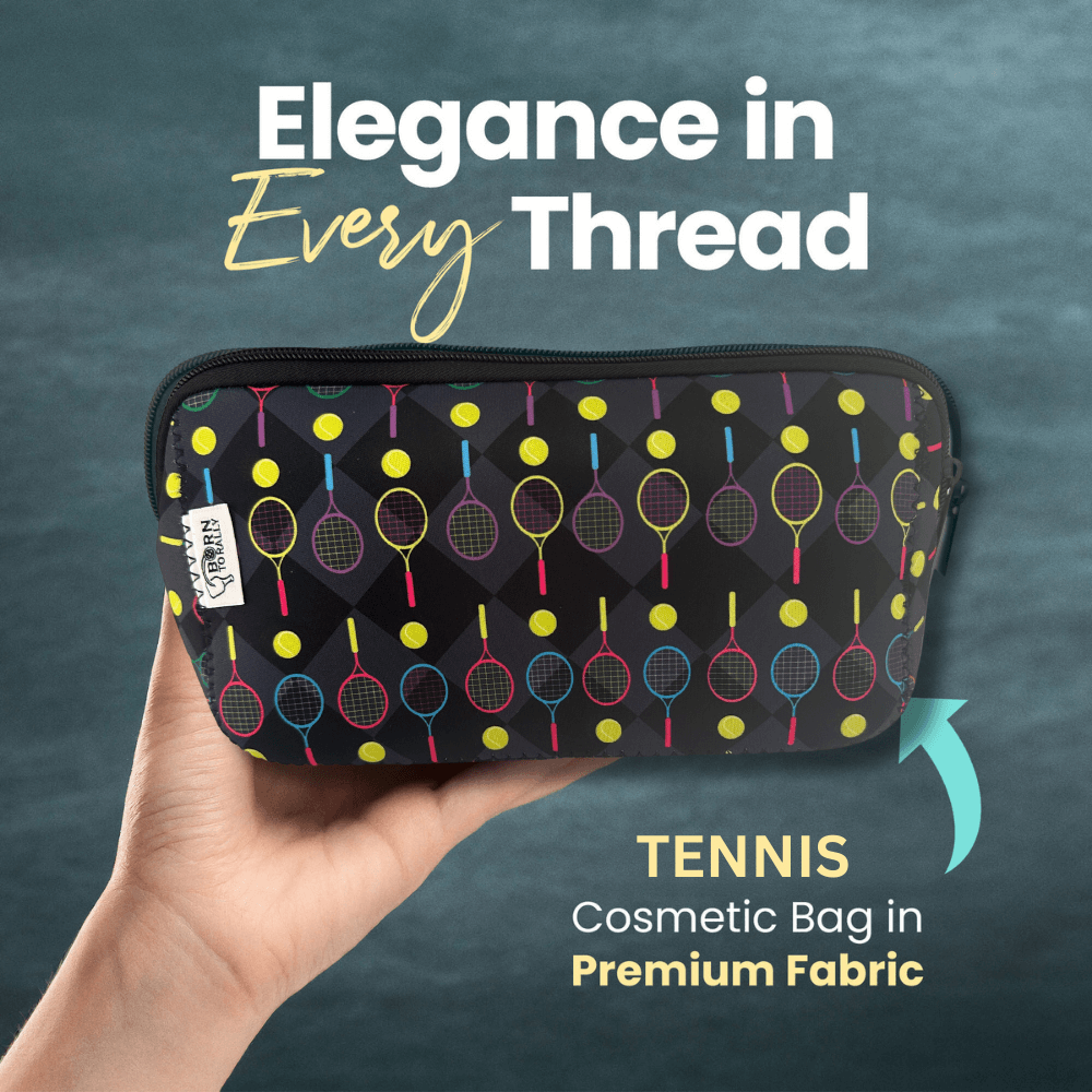 Tennis Racket Cosmetic Bag Born to Rally
