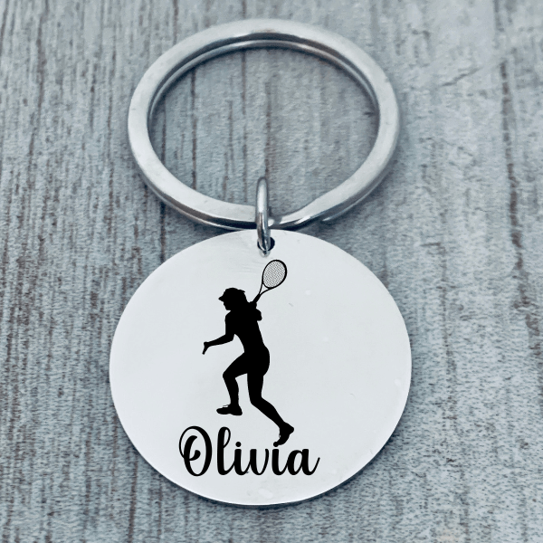 Women's Personalized Tennis Player Keychain