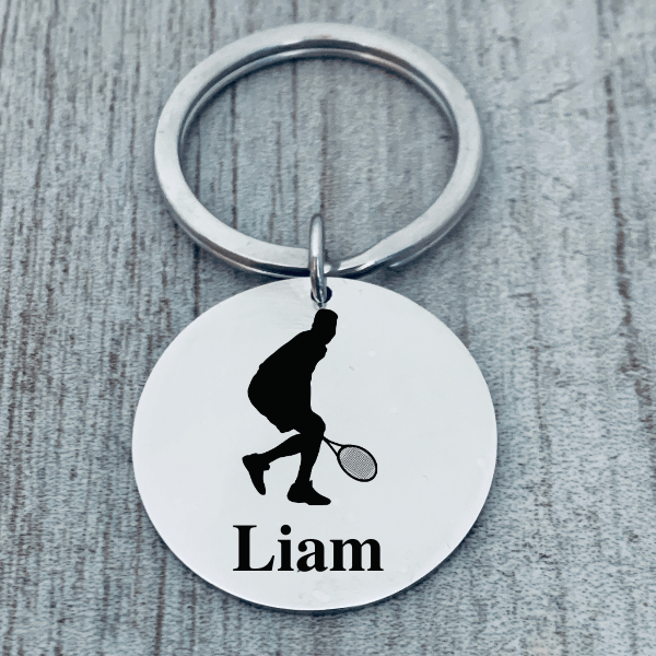 Men's Personalized Tennis Player Keychain