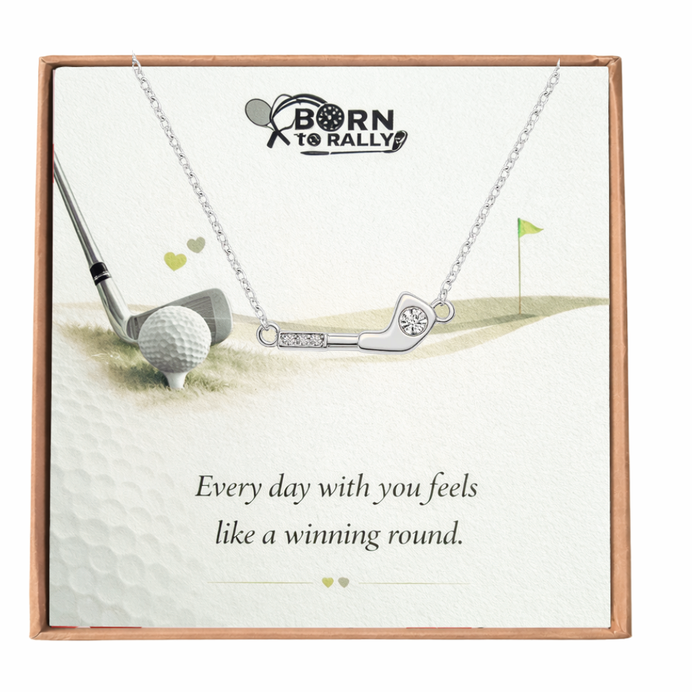 Wining Round Golf CZ Pendant Necklace