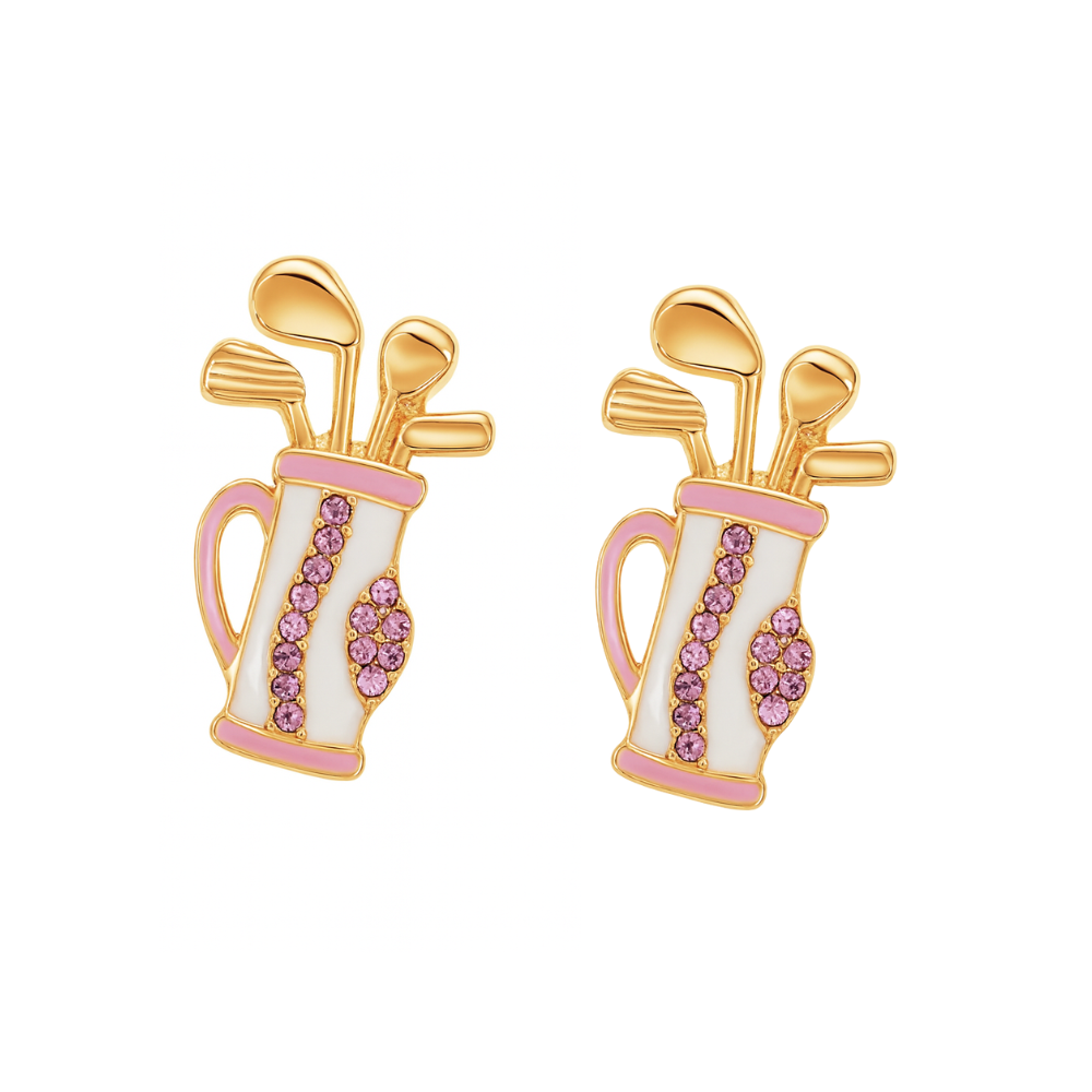 Golf Bag Pink Stud Earrings