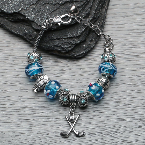 Golf European Beaded Charm Bracelet