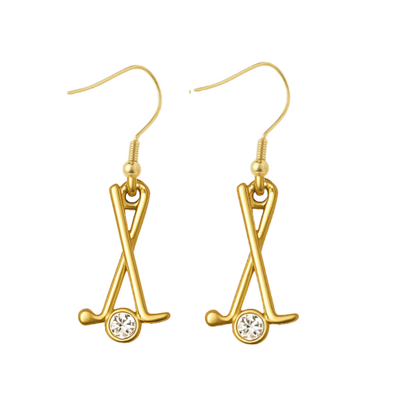 Golf Club CZ Earrings- Pick Color