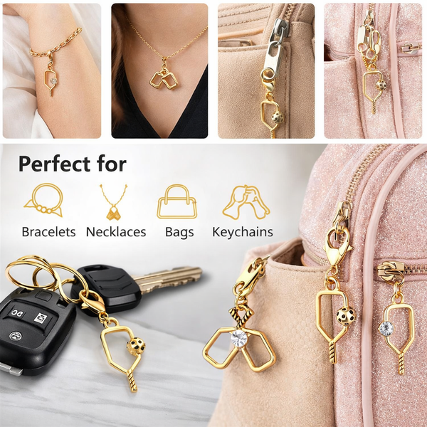 Gold Pickleball Paddle Clip On Charms