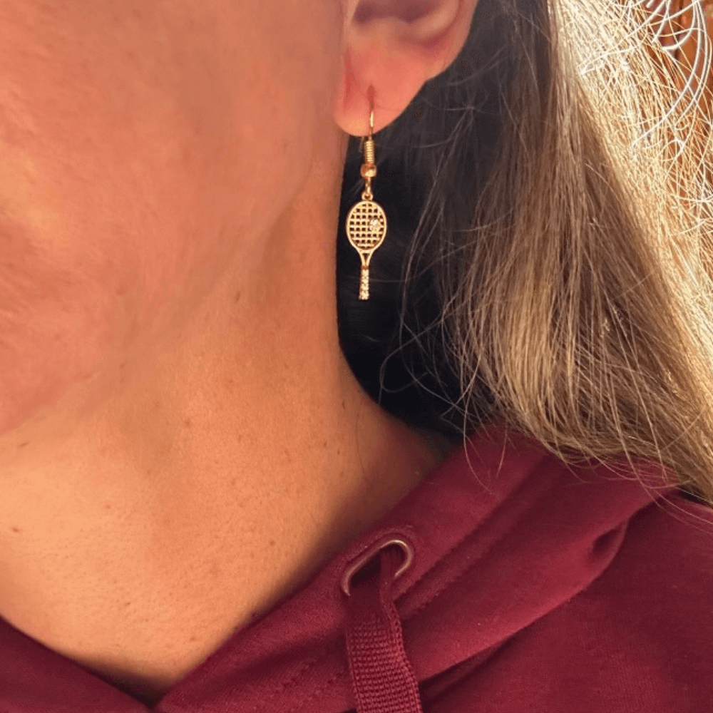 Tennis Rhinestone Dangle Earrings - Silver & Gold | Born to Rally