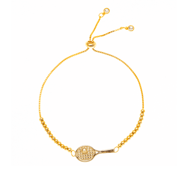 Gold Beaded Tennis Racket Bracelet